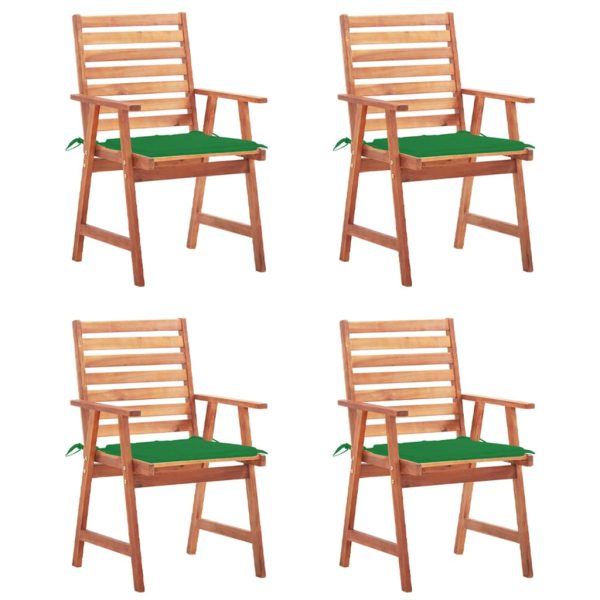 Cadeiras de jantar p/ jardim 4 pcs c/ almofadões acácia maciça