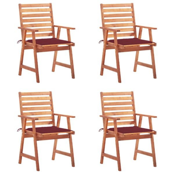 Cadeiras de jantar p/ jardim 4 pcs c/ almofadões acácia maciça