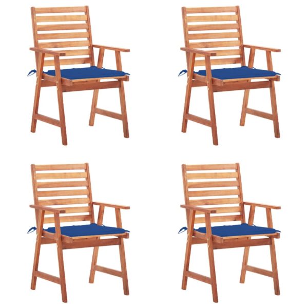 Cadeiras de jantar p/ jardim 4 pcs c/ almofadões acácia maciça