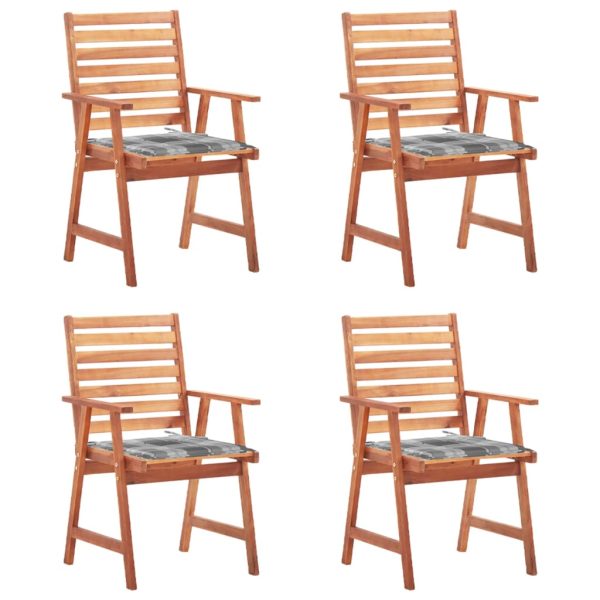Cadeiras de jantar p/ jardim 4 pcs c/ almofadões acácia maciça