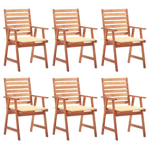 Cadeiras de jantar p/ jardim 6 pcs c/ almofadões acácia maciça