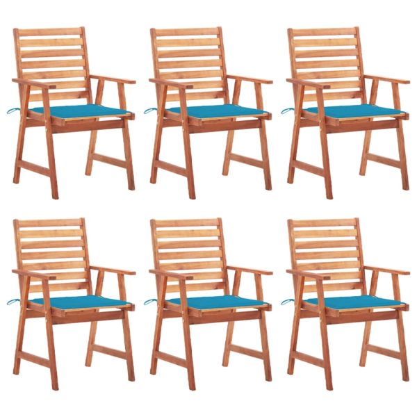 Cadeiras de jantar p/ jardim 6 pcs c/ almofadões acácia maciça