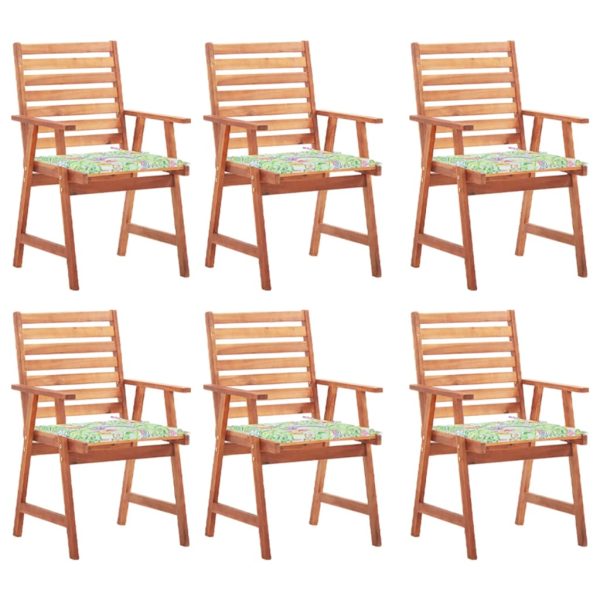 Cadeiras de jantar p/ jardim 6 pcs c/ almofadões acácia maciça