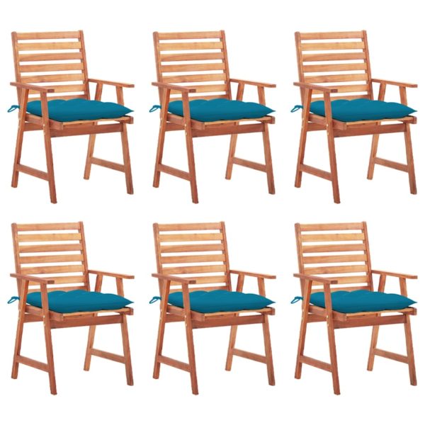 Cadeiras de jantar p/ jardim 6 pcs c/ almofadões acácia maciça