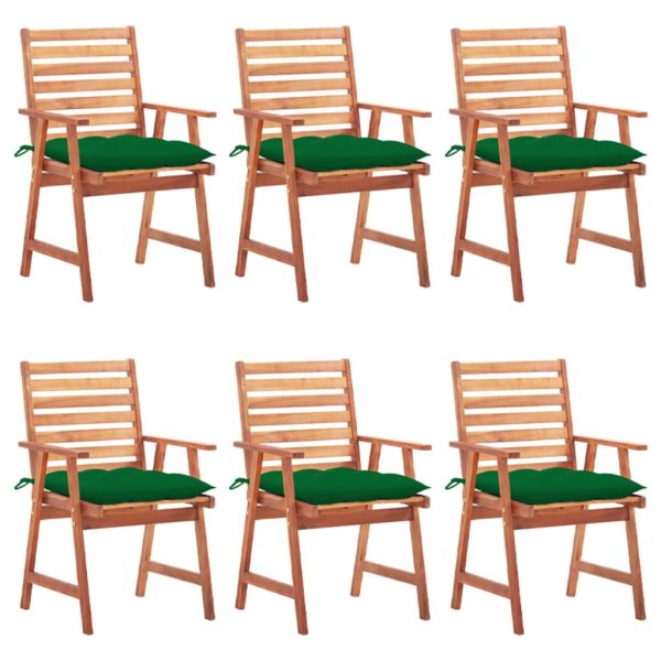 Cadeiras de jantar p/ jardim 6 pcs c/ almofadões acácia maciça