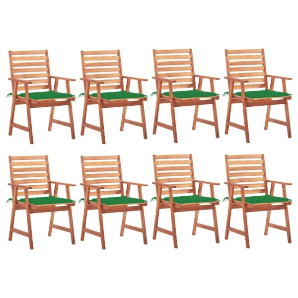 Cadeiras de jantar p/ jardim 8 pcs c/ almofadões acácia maciça