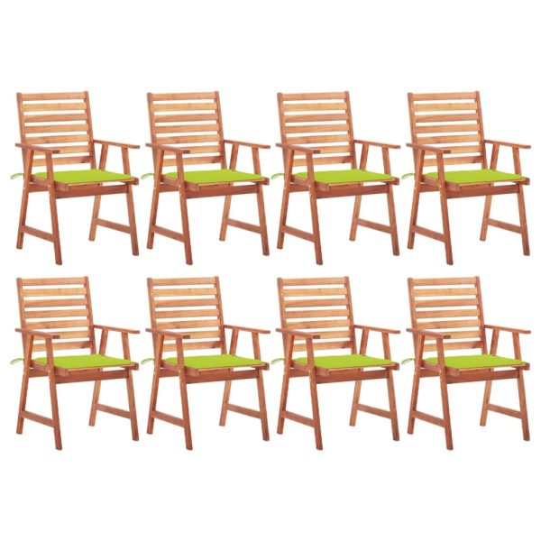 Cadeiras de jantar p/ jardim 8 pcs c/ almofadões acácia maciça